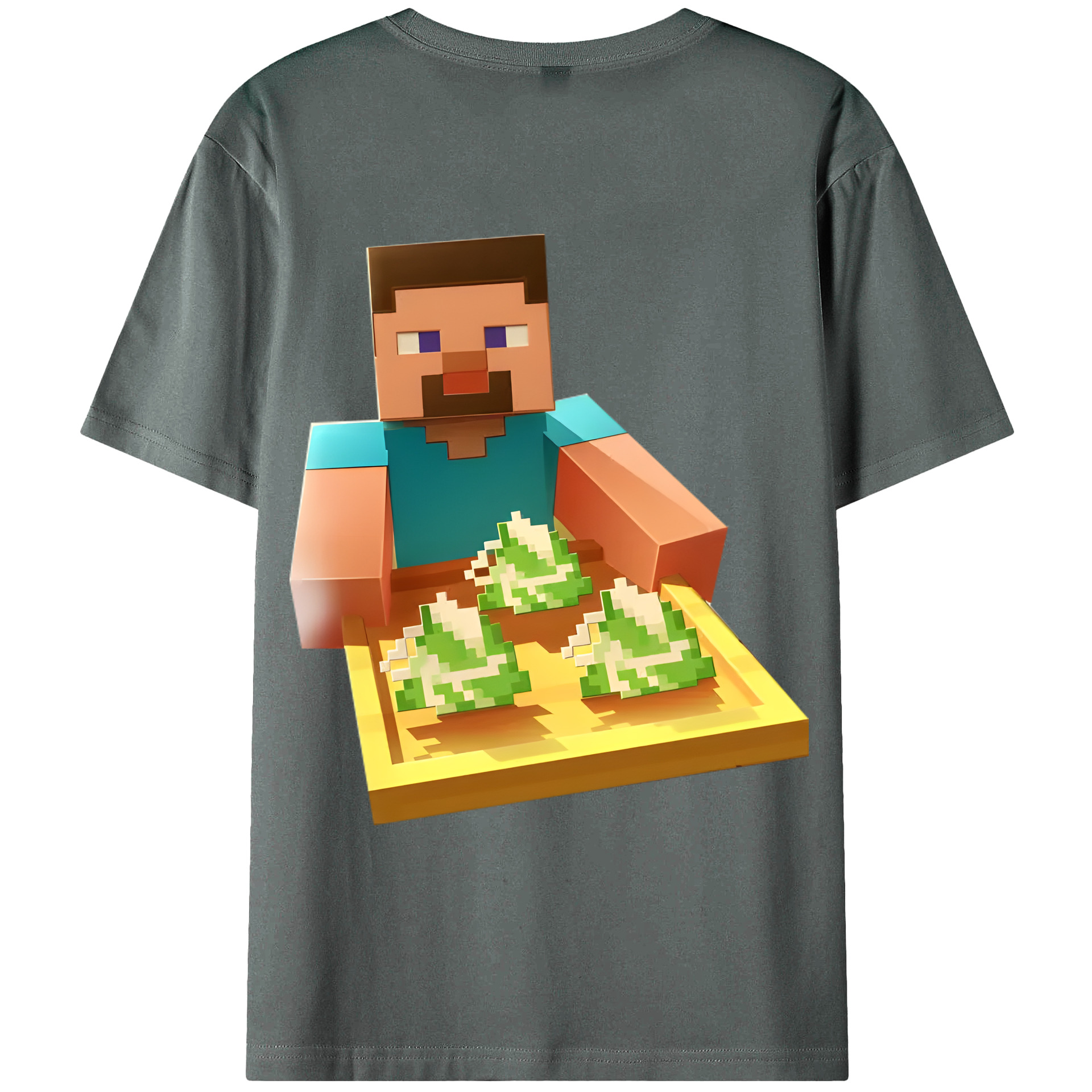 （画像用） マインクラフト ブロックの世界 Minecraft MC Block world 綿100％ メンズ半袖Tシャツ（バックプリント） 通気性